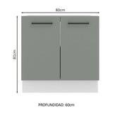 Bajo Mesada 80 cm x 60 cm, 2 Puertas Agata Blanco/Gris