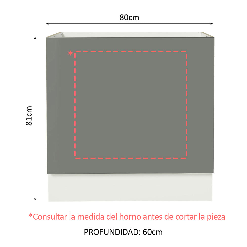 Bajo Mesada Cocina para Horno Empotrado 80 x 60 cm Sin Mesada Blanco/Gris Agata Madesa