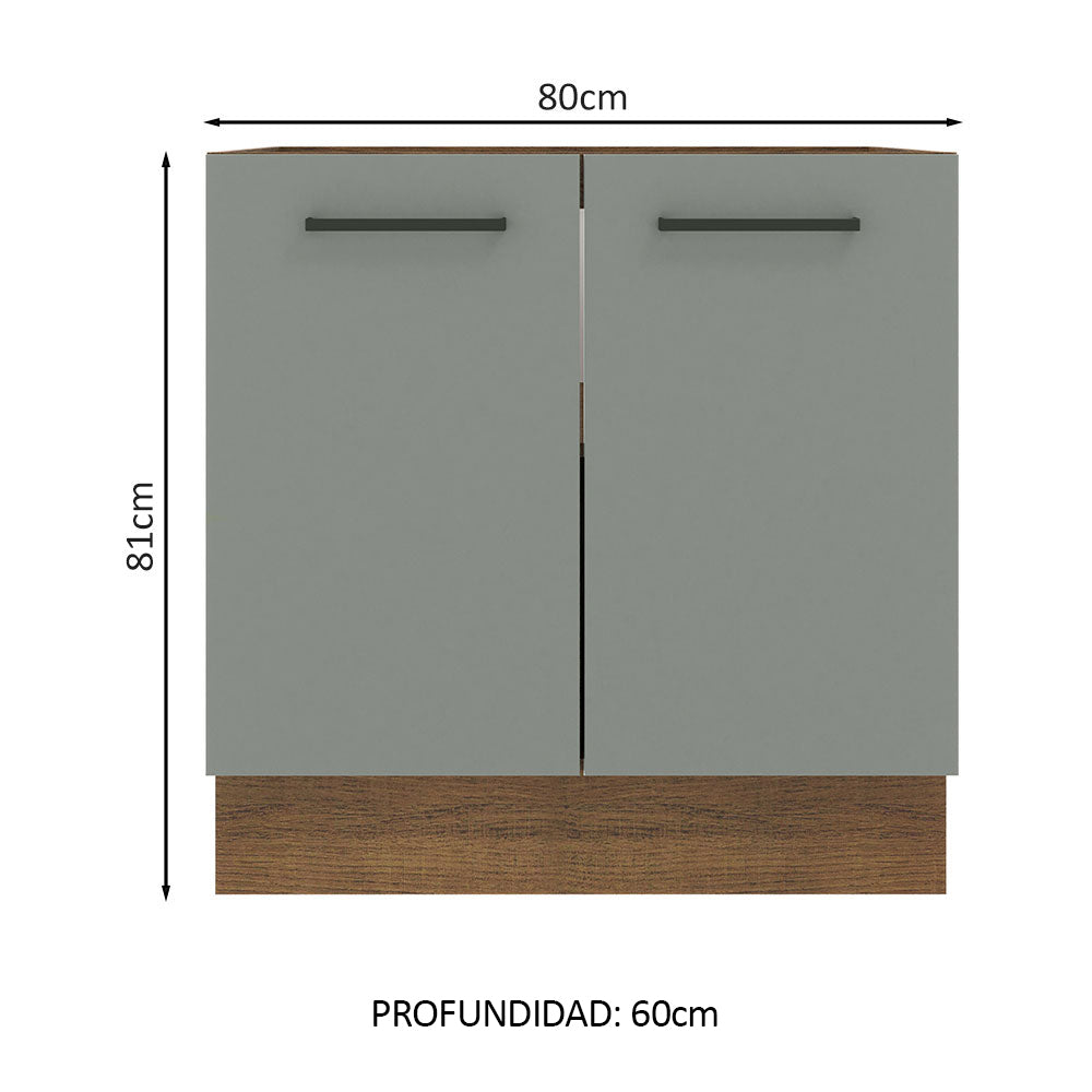 Bajo Mesada 80 cm x 60 cm, 2 Puertas Agata Marrón/Gris
