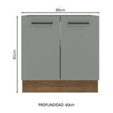 Bajo Mesada 80 cm x 60 cm, 2 Puertas Agata Marrón/Gris