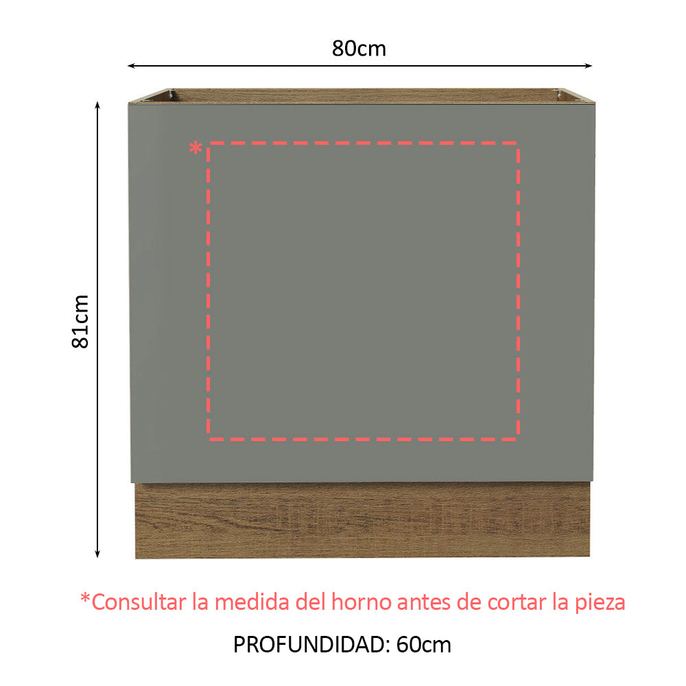 Bajo Mesada Cocina para Horno Empotrado 80 x 60 cm Sin Mesada Marrón/Gris Agata Madesa