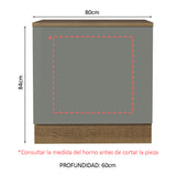 Bajo Mesada Cocina para Horno Empotrado 80 x 60 cm con Mesada Marrón/Gris Agata Madesa