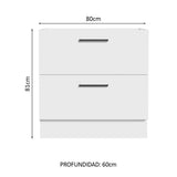 Bajo Mesada Cocina 80 x 60 cm 2 Cajones (Sin Mesada) Blanco Agata Madesa