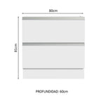 Bajo Mesada 80 x 60 cm 2 Cajones (Sin Mesada) Blanco Glamy Madesa