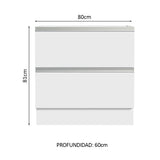 Bajo Mesada de Cocina 80 x 60 cm 2 Cajones (Sin Mesada) Blanco Glamy Madesa