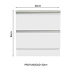 Bajo Mesada 80 x 60 cm 2 Cajones (Con Mesada) Blanco Glamy Madesa