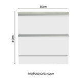 Bajo Mesada de Cocina 80 x 60 cm 2 Cajones (Con Mesada) Blanco Glamy Madesa