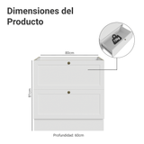 Bajo Mesada de Cocina 80 x 60 cm 2 Cajones (Sin Mesada) Blanco Vik Madesa
