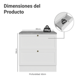 Bajo Mesada de Cocina 80 x 60 cm 2 Cajones (con Mesada) Blanco Vik Madesa