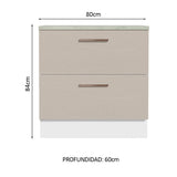 Bajo Mesada Cocina 80 x 60 cm 2 Cajones (Con Mesada) Blanco/Crema Agata Madesa