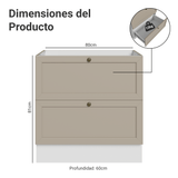 Bajo Mesada 80 x 60 cm 2 Cajones (Sin Mesada) Blanco/Crema Vik Madesa