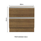Bajo Mesada 80 x 60 cm 2 Cajones (Sin Mesada) Marrón Glamy Madesa