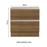 Bajo Mesada de Cocina 80 x 60 cm 2 Cajones (Sin Mesada) Marrón Glamy Madesa