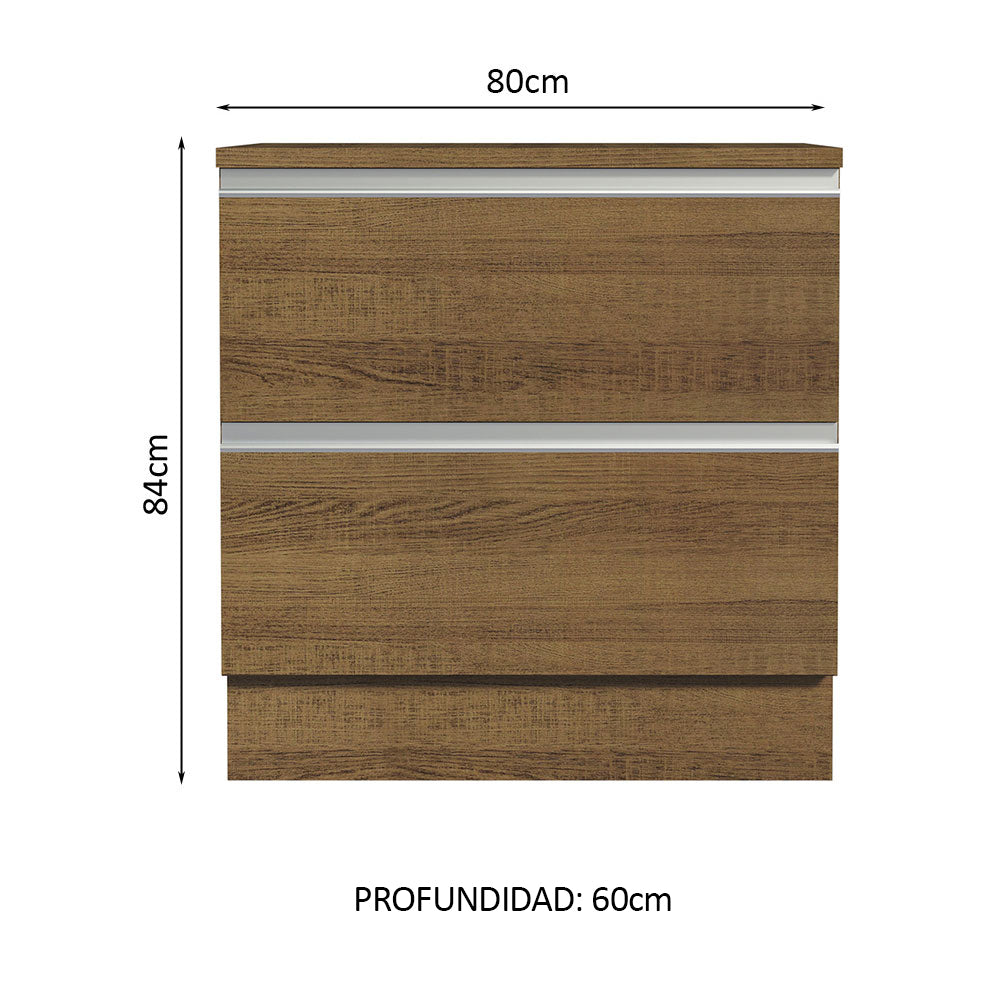 Bajo Mesada de Cocina 80 x 60 cm 2 Cajones (Con Mesada) Marrón Glamy Madesa