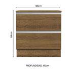 Bajo Mesada 80 x 60 cm 2 Cajones (Con Mesada) Marrón Glamy Madesa