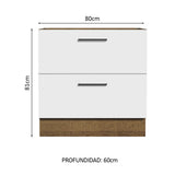 Bajo Mesada Cocina 80 x 60 cm 2 Cajones (Sin Mesada) Marrón/Blanco Agata Madesa