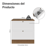 Bajo Mesada de Cocina 80 x 60 cm 2 Cajones (con Mesada) Marrón/Blanco Vik Madesa