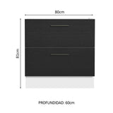 Bajo Mesada Cocina 80 x 60 cm 2 Cajones (Sin Mesada) Blanco/Negro Agata Madesa