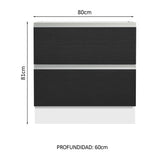 Bajo Mesada de Cocina 80 x 60 cm 2 Cajones (Sin Mesada) Blanco/Negro Glamy Madesa
