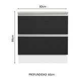 Bajo Mesada de Cocina 80 x 60 cm 2 Cajones (Con Mesada) Blanco/Negro Glamy Madesa