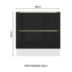 Bajo Mesada 80 x 60 cm 2 Cajones (Sin Mesada) Blanco/Negro Lux Madesa