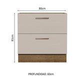 Bajo Mesada Cocina 80 x 60 cm 2 Cajones (Sin Mesada) Marrón/Crema Agata Madesa