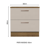Bajo Mesada Cocina 80 x 60 cm 2 Cajones (Con Mesada) Marrón/Crema Agata Madesa