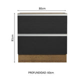 Bajo Mesada de Cocina 80 x 60 cm 2 Cajones (Sin Mesada) Marrón/Negro Glamy Madesa