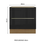 Bajo Mesada 80 x 60 cm 2 Cajones (Sin Mesada) Marrón/Negro Lux Madesa