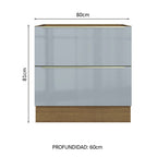 Bajo Mesada 80 x 60 cm 2 Cajones (Sin Mesada) Marrón/Gris Lux Madesa