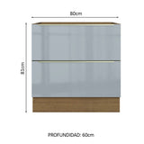 Bajo Mesada 80 cm x 60 cm, 2 Cajones Lux Marrón/Gris