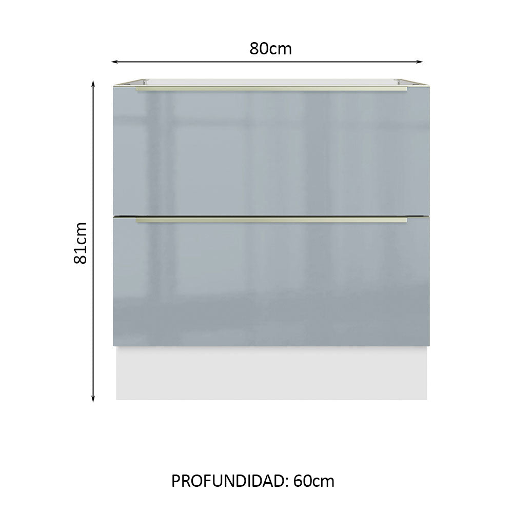 Bajo Mesada 80 cm x 60 cm, 2 Cajones Lux Blanco/Gris