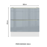 Bajo Mesada 80 cm x 60 cm, 2 Cajones Lux Blanco/Gris