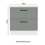Bajo Mesada Cocina 80 x 60 cm 2 Cajones (Con Mesada) Blanco/Gris Agata Madesa
