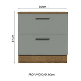 Bajo Mesada Cocina 80 x 60 cm 2 Cajones (Con Mesada) Marrón/Gris Agata Madesa
