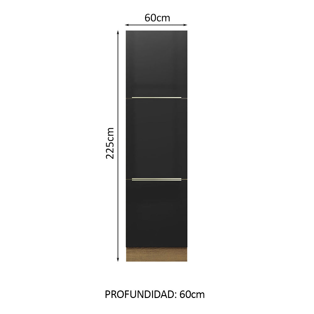 Despensero 60 cm Sin cajones 3 Puertas Lux Marrón/Negro