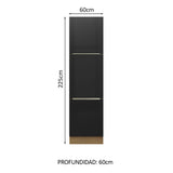 Despensero 60 cm Sin cajones 3 Puertas Lux Marrón/Negro