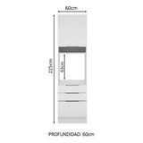 Mueble de Cocina para Horno 60 x 60 cm 1 Puerta 3 Cajones Blanco Stella Madesa