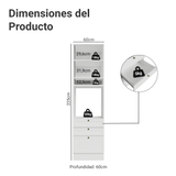 Mueble de cocina para Horno/ microondas 60 x 60 cm 1 Puerta 3 Cajones Blanco Vik Madesa