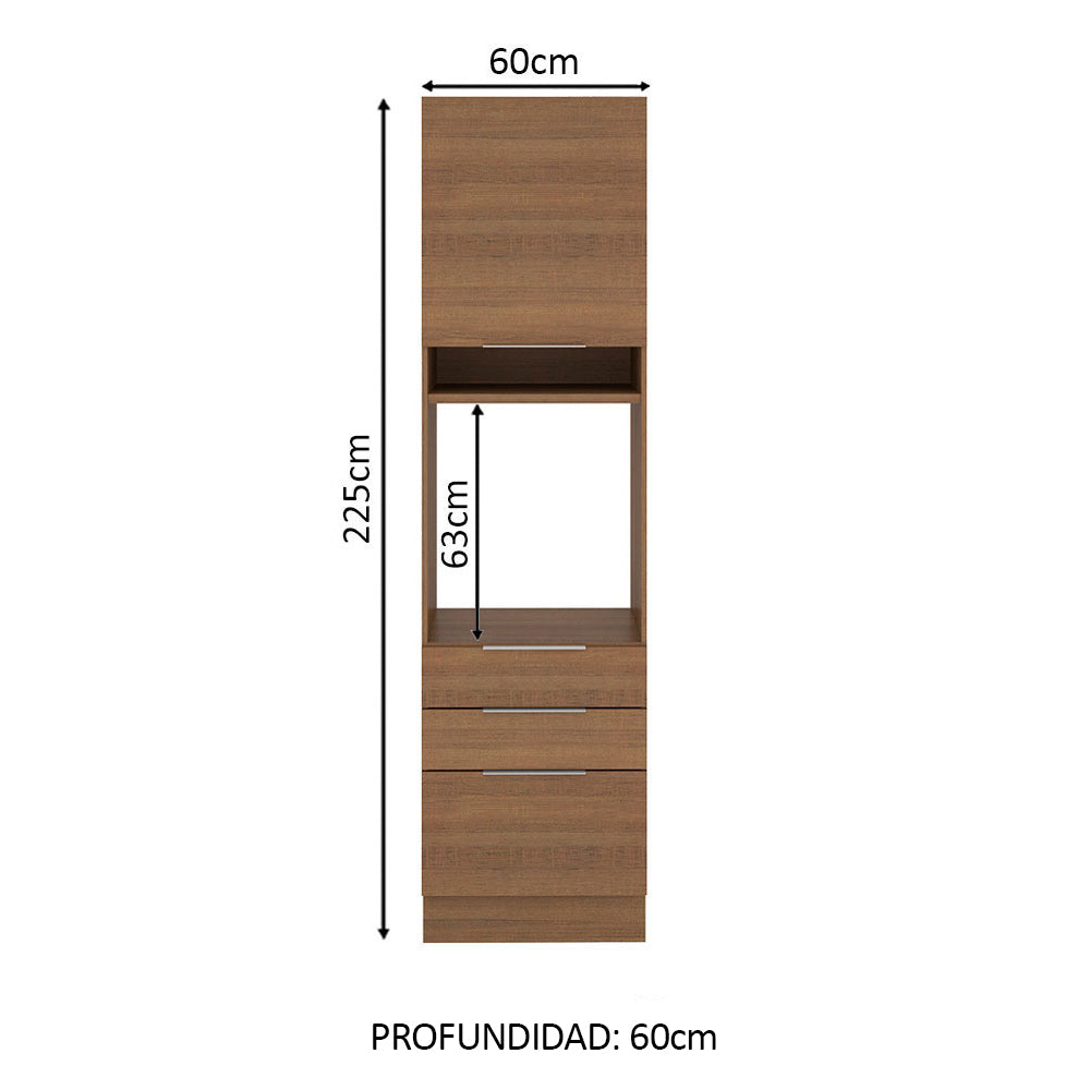 Mueble de Cocina para Horno 60 x 60 cm 1 Puerta 3 Cajones Marrón Stella Madesa