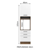Mueble de Cocina para Horno 60 x 60 cm 1 Puerta 3 Cajones Marrón/Blanco Agata Madesa