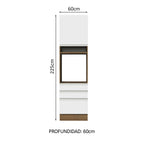 Mueble de cocina para Horno/Microondas 60 x 60 cm 1 Puerta y 3 Cajones Marrón/Blanco Glamy Madesa