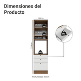 Mueble de cocina para Horno/ microondas 60 x 60 cm 1 Puerta 3 Cajones Marrón/Blanco Vik Madesa