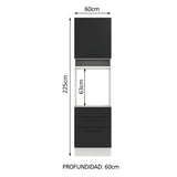 Mueble de Cocina para Horno 60 x 60 cm 1 Puerta 3 Cajones Blanco/Negro Agata Madesa