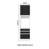 Mueble de cocina para Horno/Microondas Madesa Glamy 60 x 60 cm 1 Puerta 3 Cajones Blanco/Negro