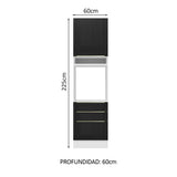 Mueble de cocina para Horno 60 cm 3 Cajones 1 Puerta Lux Blanco/Negro