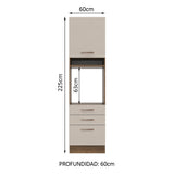Mueble de Cocina para Horno 60 x 60 cm 1 Puerta 3 Cajones Marrón/Crema Agata Madesa