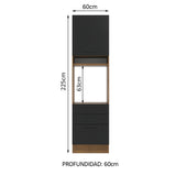 Mueble de Cocina para Horno 60 x 60 cm 1 Puerta 3 Cajones Marrón/Negro Agata Madesa