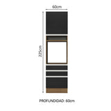 Mueble de cocina para Horno/Microondas Madesa Glamy 60 x 60 cm 1 Puerta 3 Cajones Marrón/Negro