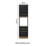 Despensero 60 cm 3 Cajones 1 Puerta Lux Marrón/Negro